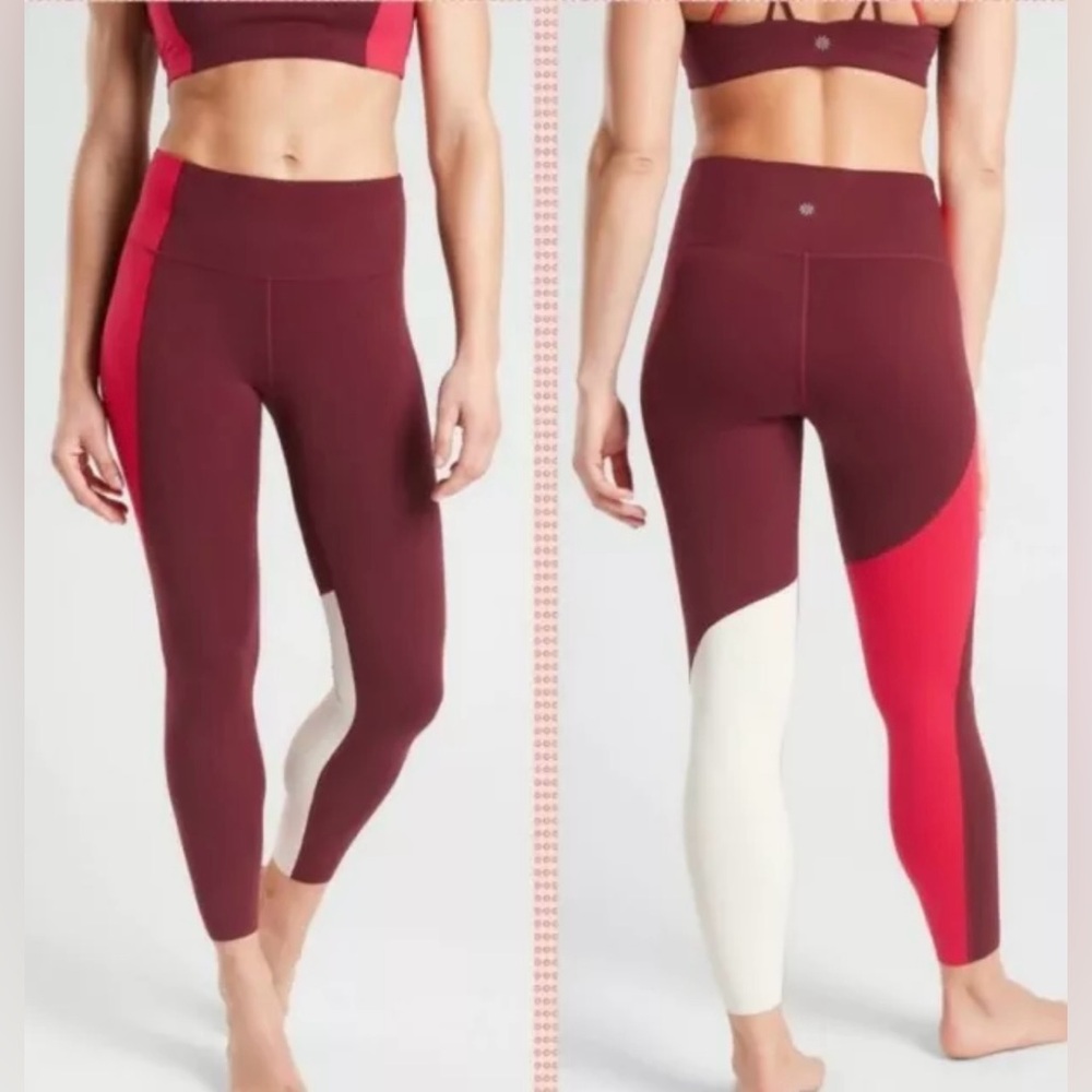 Athleta Asymmetric Elation 7/8 Tight, Red Garnet, Size 1X